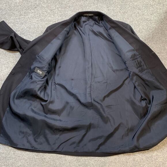 Vintage Hugo Boss Blazer Mens 42L Long Indigo Blue Wool Einstein Sigma Made USA - Picture 6 of 14